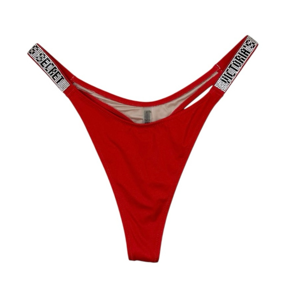 Victoria's Secret Rhinestones Shine Brazilian Logo Thong Bikini Bottom